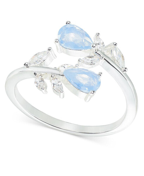 Silver-Tone Blue Crystal & Cubic Zirconia Bypass Ring, Created for Macy's
