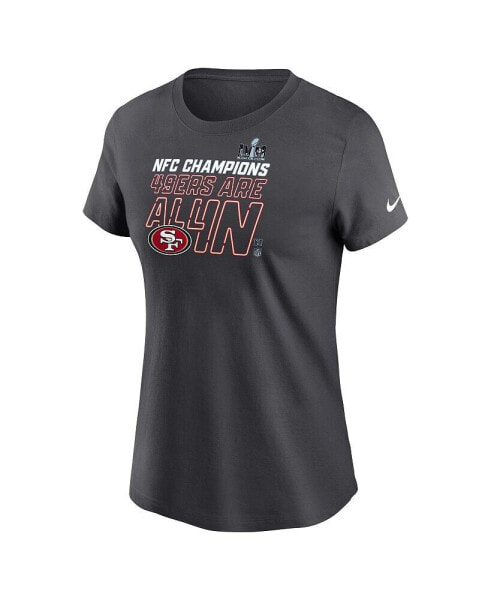 Women's Anthracite San Francisco 49ers 2023 NFC Champions Locker Room Trophy Collection T-shirt