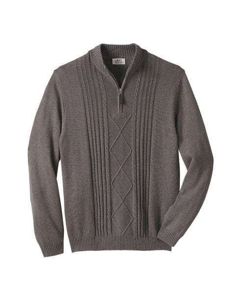 Big & Tall by KingSize Shoreman's Quarter Zip Cable Knit Sweater