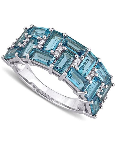 Blue Topaz (3-5/8 ct. t.w.) & Diamond (1/10 ct. t.w.) Cluster Ring in 10k White Gold