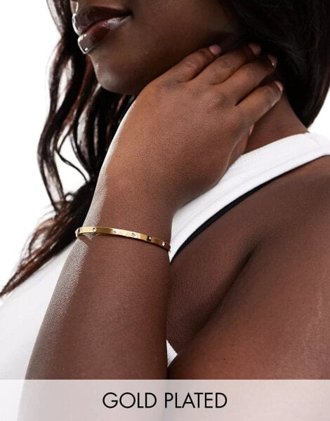 ASOS DESIGN Curve 14k gold plated cuff bracelet with crystal detail