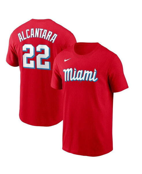 Men's Sandy Alcantara Red Miami Marlins City Connect Name and Number T-shirt