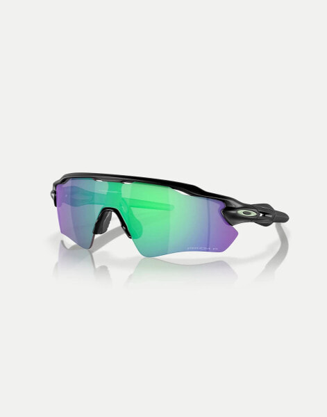 Oakley radar® ev path® shield polarised sunglasses in black with green mirrored lens in matte black