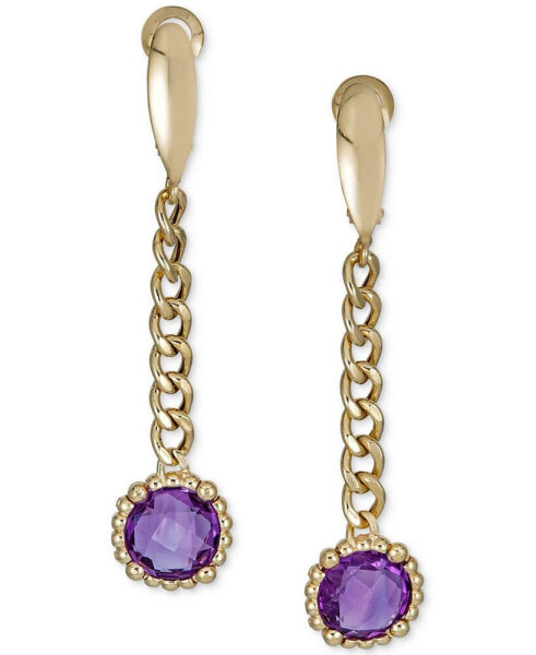 Amethyst Curb Link Chain Drop Earrings (4 ct. t.w.) in 14k Gold-Plated Sterling Silver