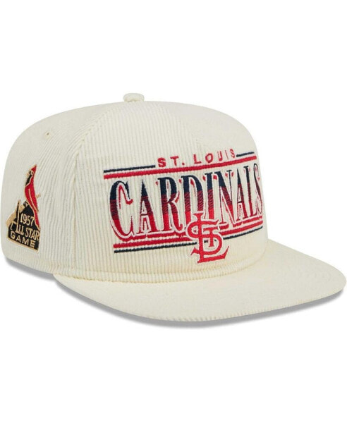 Men's Cream St. Louis Cardinals Throwback Bar Golfer Corduroy Snapback Hat