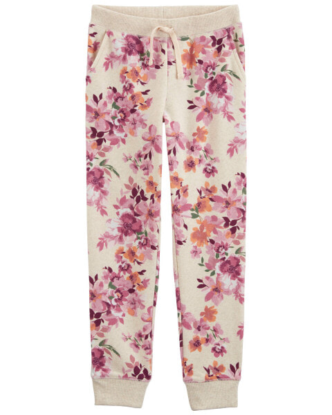 Kid Floral Print Fleece Joggers 10