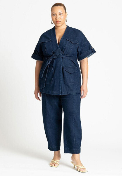 Plus Size Patch Pocket Denim Trouser