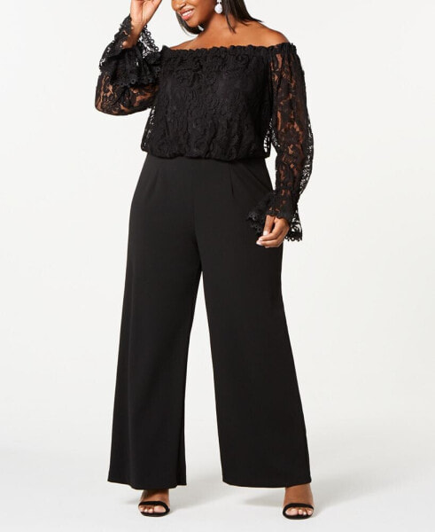 Комбинезон Adrianna Papell Off-The-Shoulder Lace Jumpsuit