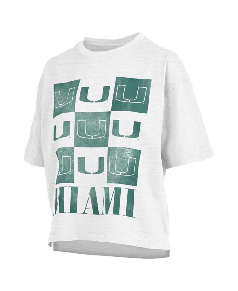 Women's White Miami Hurricanes Motley Crew Andy Waist Length Oversized T-Shirt