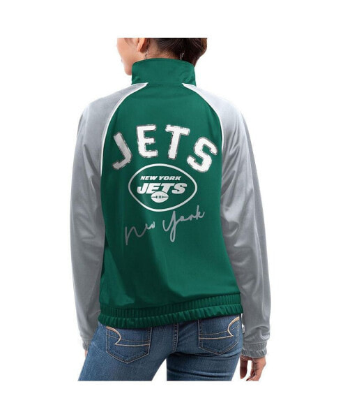 Women's Green New York Jets Showup Fashion Dolman Full-Zip Track Jacket