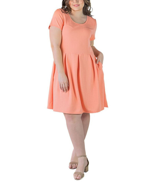 Plus Size Scoop Neck Knee Length Pocket Dress