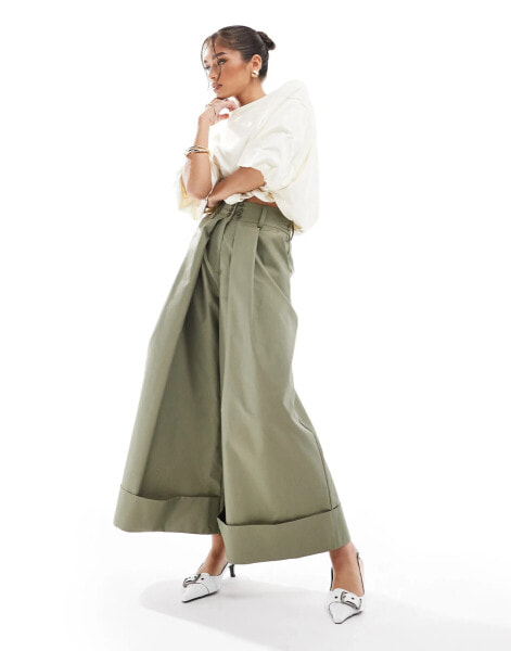 ASOS DESIGN super wide leg trouser in pistachio