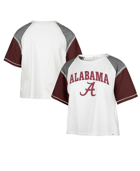 Women's White Distressed Alabama Crimson Tide Serenity Gia Cropped T-shirt