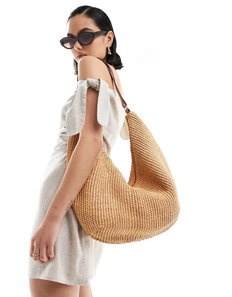 Accessorize straw oversized shoulder bag in natural