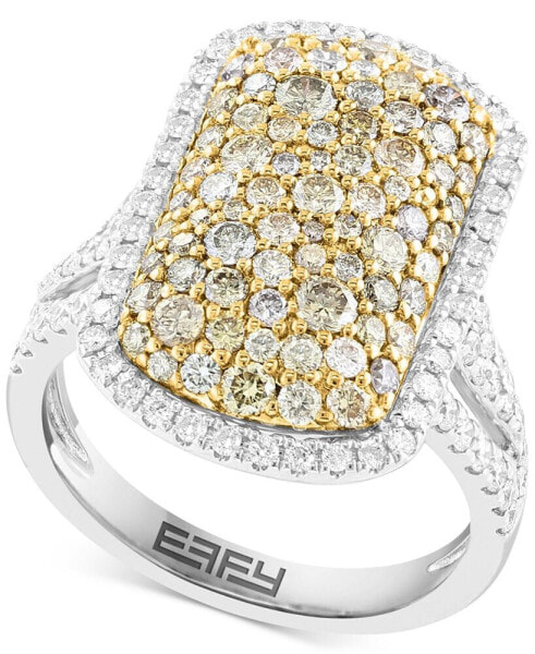 EFFY® White Diamond (3/4 ct. t.w.) & Multicolor Diamond (1-1/4 ct. t.w.) Statement Ring in 14k Two-Tone Gold