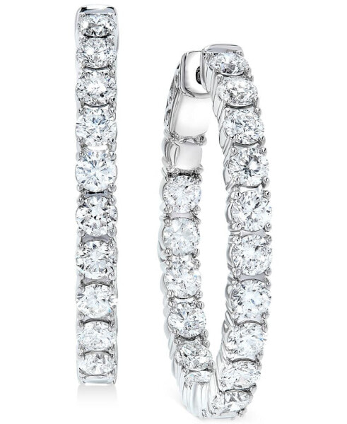 Diamond Small In & Out Hoop Earrings (5 ct. t.w.) in 14k White Gold, 1"