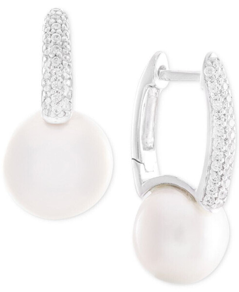 Cultured Freshwater Pearl (8mm) and Diamond (1/6 ct. t.w.) Drop Earrings in 14k White Gold