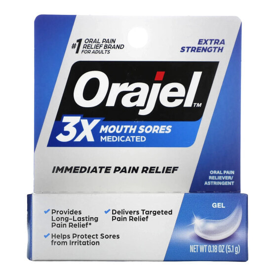 Orajel, 3X лечебный гель от язв во рту, повышенной силы, 5,1 г (0,18 унции)
