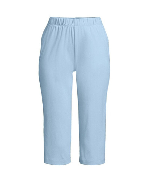 Plus Size Sport Knit High Rise Elastic Waist Pull On Capri Pants