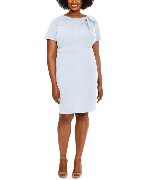 Plus Size Bow-Neck Sheath Dress