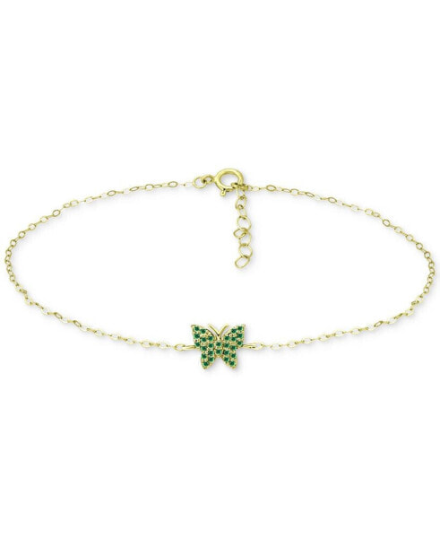 Green Cubic Zirconia Butterfly Ankle Bracelet, Created for Macy's