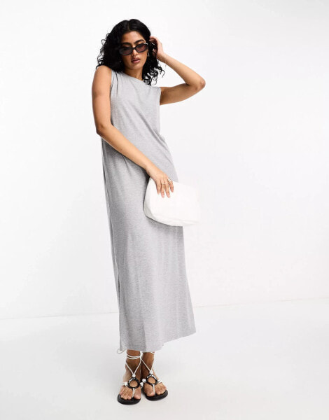 ASOS DESIGN sleeveless maxi dress in grey marl