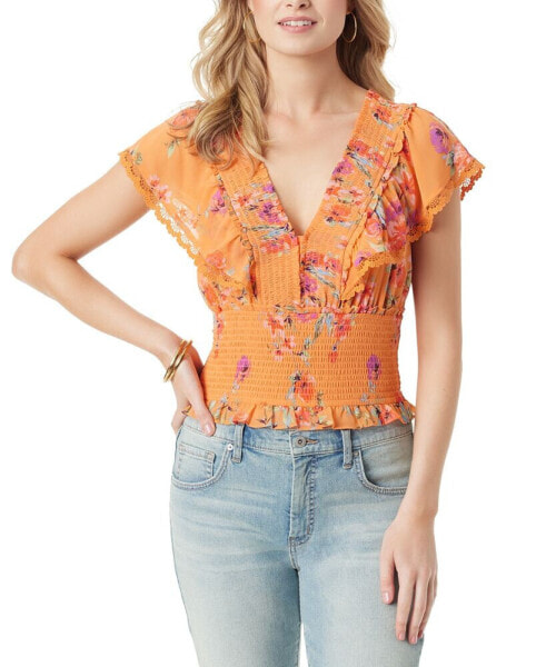 Women's Liliana Floral-Print Smocked Top