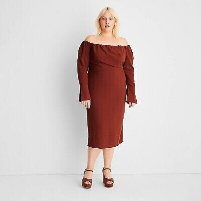 Women's Off the Shoulder Long Sleeve Midi Dress - Future Collective with Reese