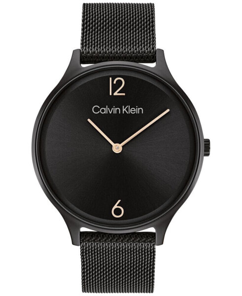 Black Stainless Steel Mesh Bracelet Watch 38mm