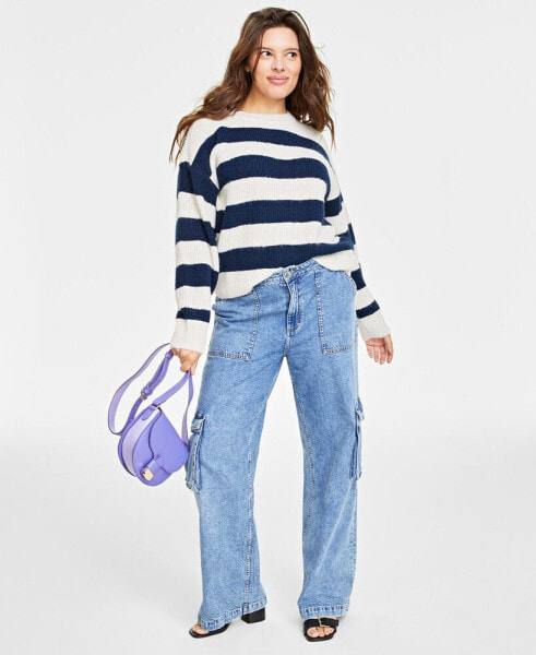 Women's Shaker Crewneck Long-Sleeve Sweater, Created for Macy's