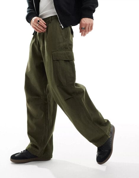 Alpha Aircraft loose fit cargo trouser in dark olive