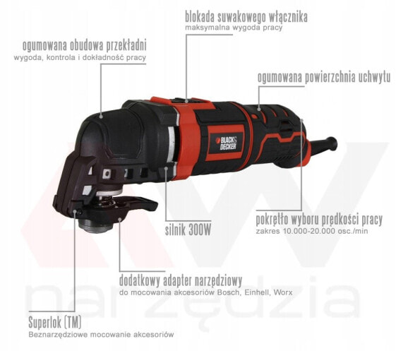 BLACK+DECKER NARZĘDZIE WIELOFUNKCYJNE 300W WALIZKA MT300KA