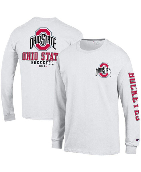 Men's White Ohio State Buckeyes Team Stack 3-Hit Long Sleeve T-shirt