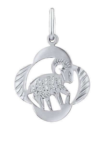 Silver pendant zodiac sign Aries - four-leaf clover SILVEGOB10281S04
