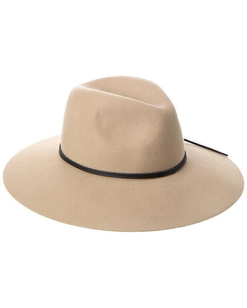 Фетровая шляпа Phenix Wide Brim Leather-Trim Wool Fedora для женщин beige