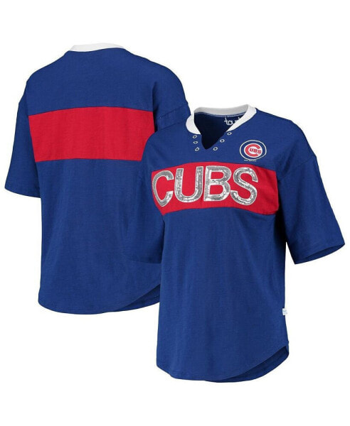 Women's Royal and Red Chicago Cubs Lead Off Notch Neck T-shirt