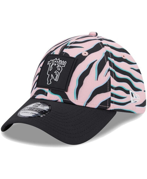Men's Pink, Black Manchester United Zebra All Over Print 39THIRTY Flex Hat