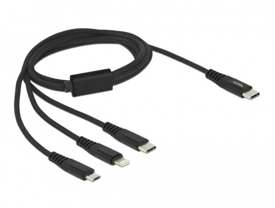 Delock 87149 - 1 m - USB C - USB C/micro-USB B/Lightning - USB 2.0 - Black