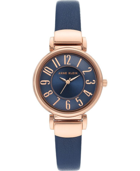 Women's Navy Blue Leather Strap Watch 30mm