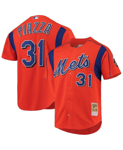 Men's Mike Piazza Orange New York Mets Cooperstown Collection Mesh Batting Practice Jersey