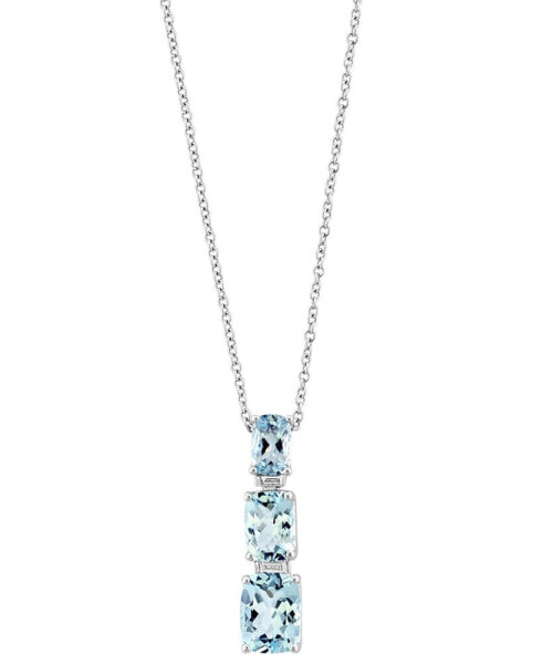 EFFY Collection eFFY® Aquamarine (2-7/8 ct. t.w) & Diamond (1/20 ct. t.w.) Graduated 18" Pendant Necklace in 14k White Gold