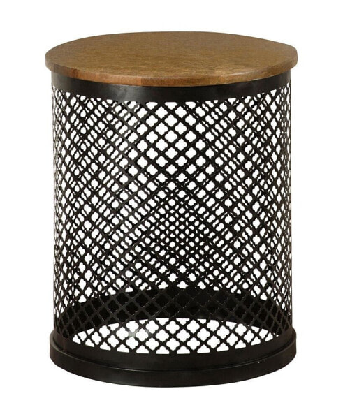 Round Accent Table with Drum Base
