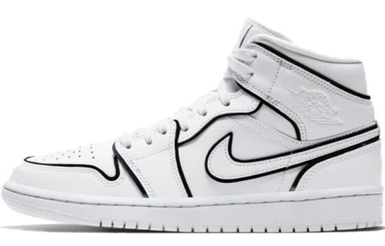 Кроссовки Nike Air Jordan 1 Mid Iridescent Reflective White (W) (Белый)