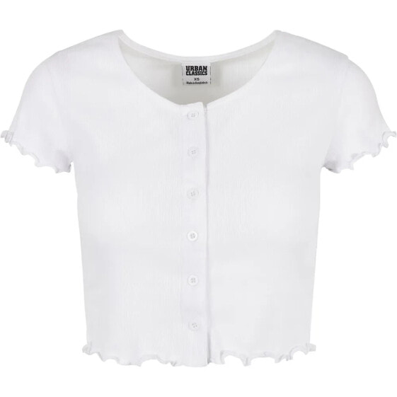 URBAN CLASSICS Cropped Button Up Rib-Big short sleeve T-shirt