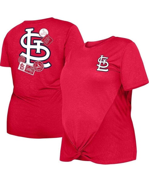 Women's Red St. Louis Cardinals Plus Size Two-Hit Front Knot T-shirt