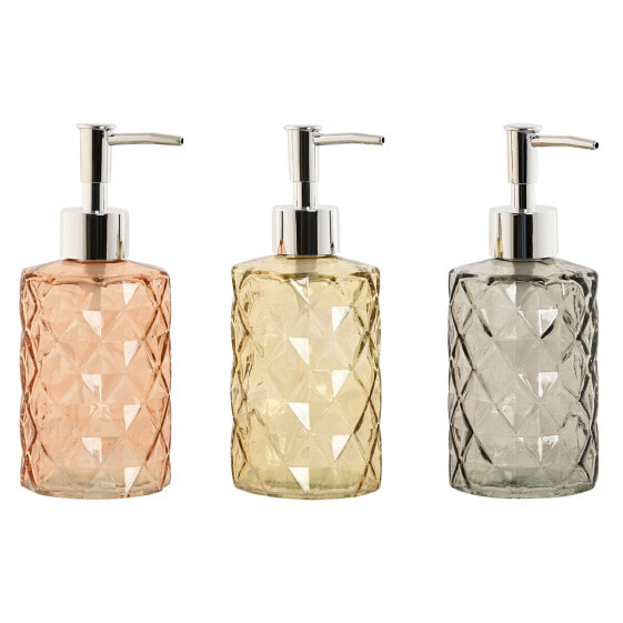 Soap Dispenser Home ESPRIT Yellow Grey Amber Silver Crystal ABS 320 ml 7,5 x 7,5 x 17,5 cm (3 Units)