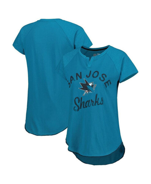 Футболка Starter женская синяя San Jose Sharks Grand Slam Raglan Notch-neck