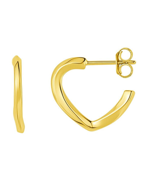 High Polished Twist Post Hoop Earring in 18K Gold Plated Brass