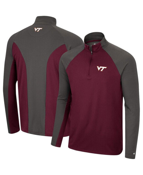 Men's Maroon, Charcoal Virginia Tech Hokies Two Yutes Raglan Quarter-Zip Windshirt