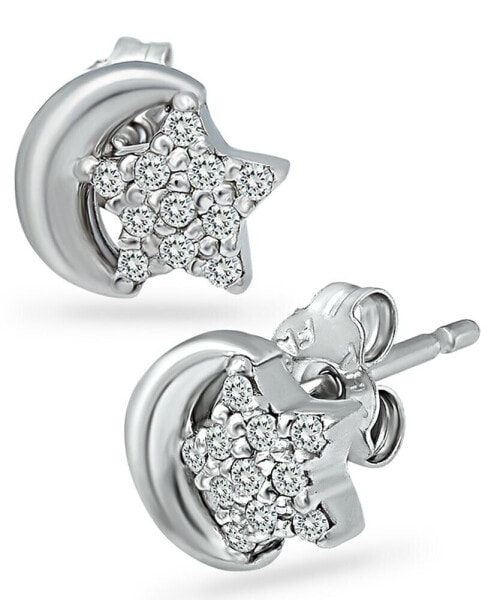 Cubic Zirconia Star & Moon Stud Earrings in Sterling Silver, Created for Macy's (Also in Gold over Silver)